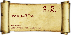 Hain Ráhel névjegykártya